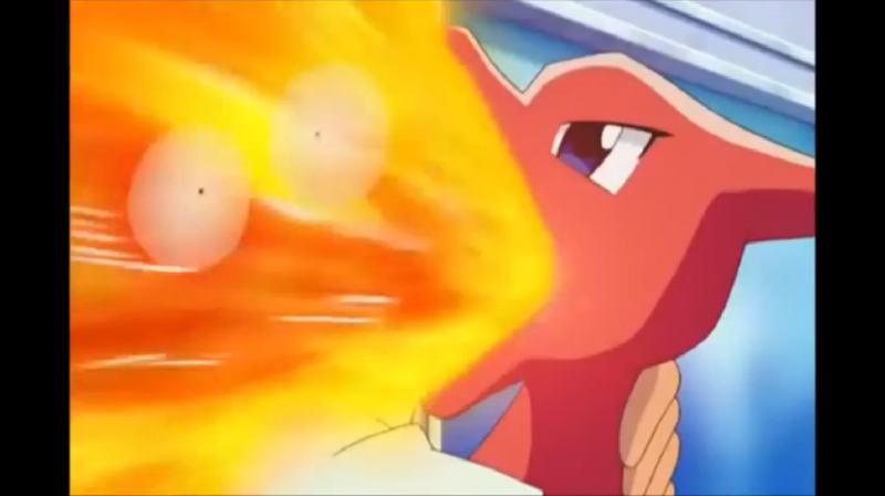 Charmeleon burning Ash and making Ash's ash.